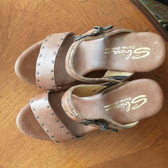 Sbicca Tan/Light Brown Realdeal Leather Platform Sandal.  NWOT. Size 8 Medium. - Picture 1 of 6